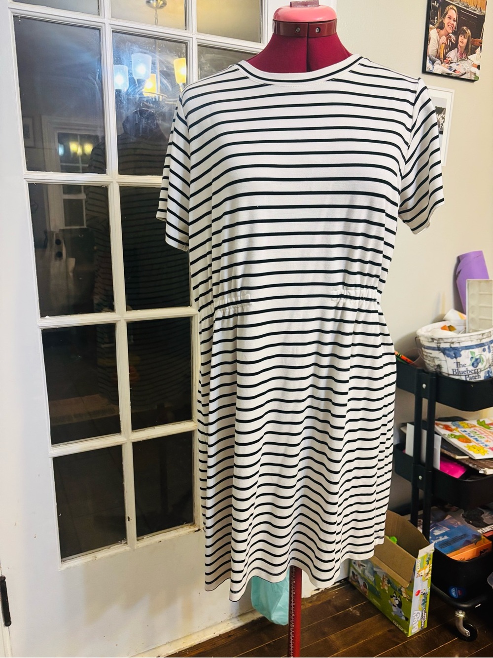 Classic Black and White Striped Women’s Dress